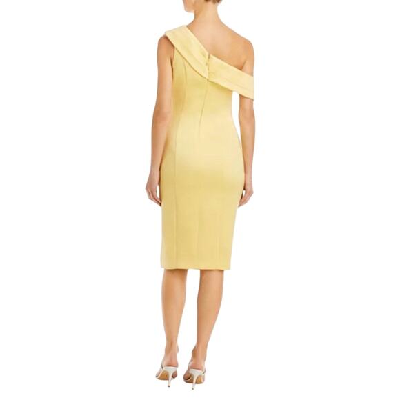 Lavish Alice Yellow Satin One Shoulder Midi Cocktail Dress NWT Sz 4 - Picture 2 of 7